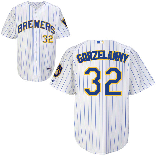 Tom Gorzelanny #32 MLB Jersey-Milwaukee Brewers Men's Authentic Alternate Home White Baseball Jersey